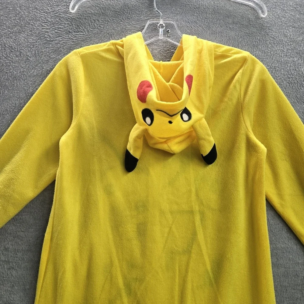 Pokemon Boys Sleepwear 10/12 Yellow Embroidered Jumpsuit Graphic Fleece Pikachu